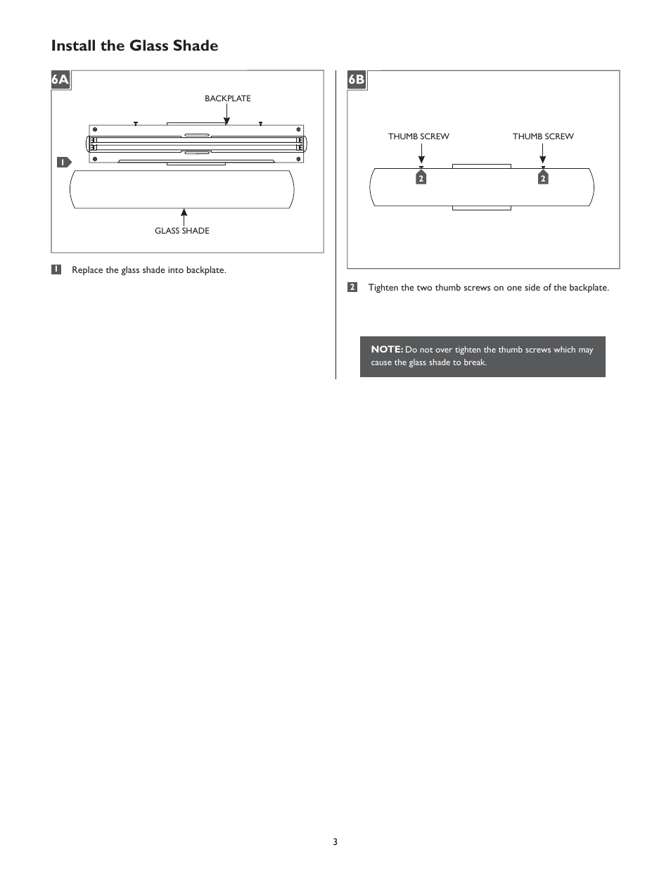 Install the glass shade | LBL Lighting Mia WCF User Manual | Page 3 / 4