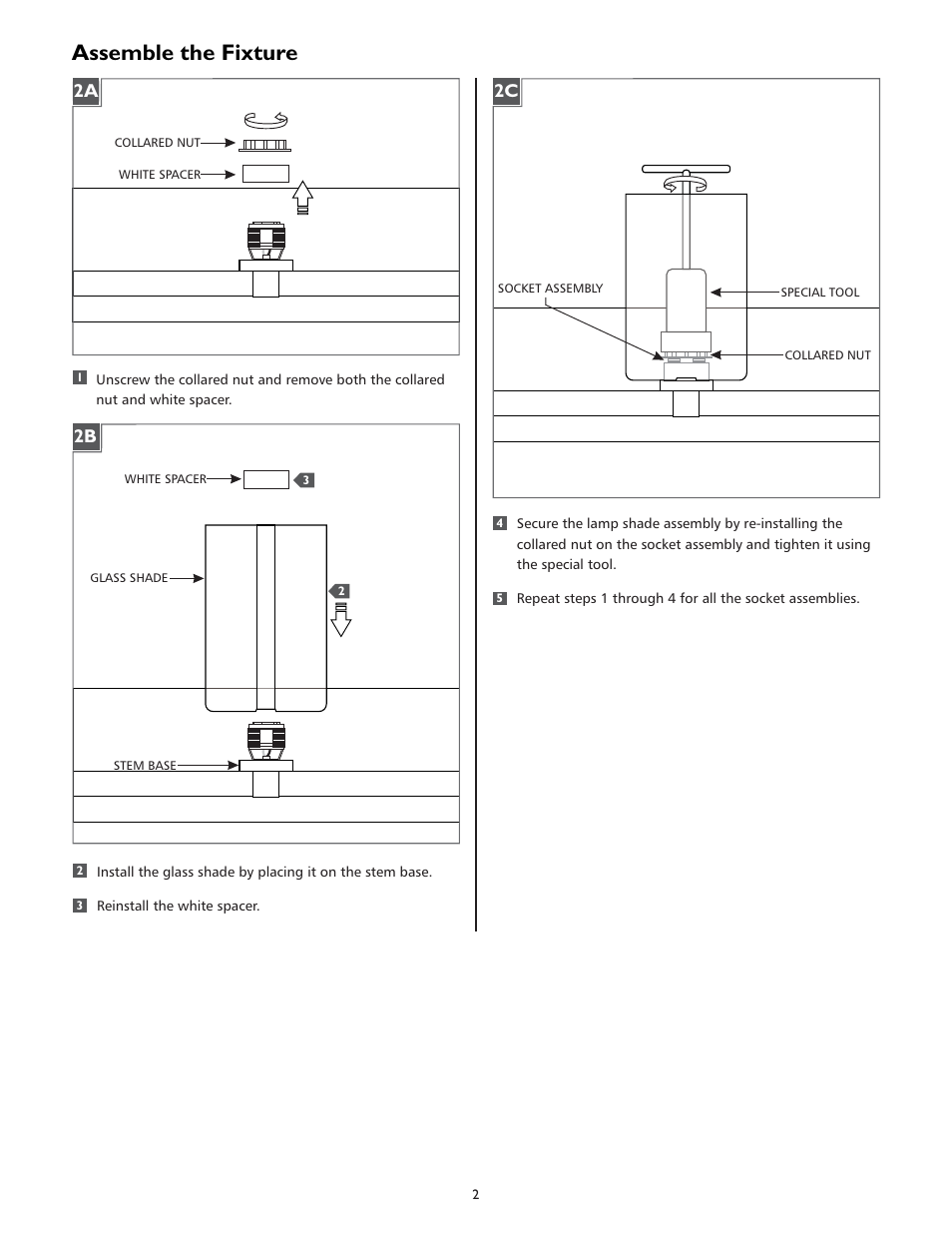 Assemble the fixture | LBL Lighting Kett 3-Light User Manual | Page 2 / 4