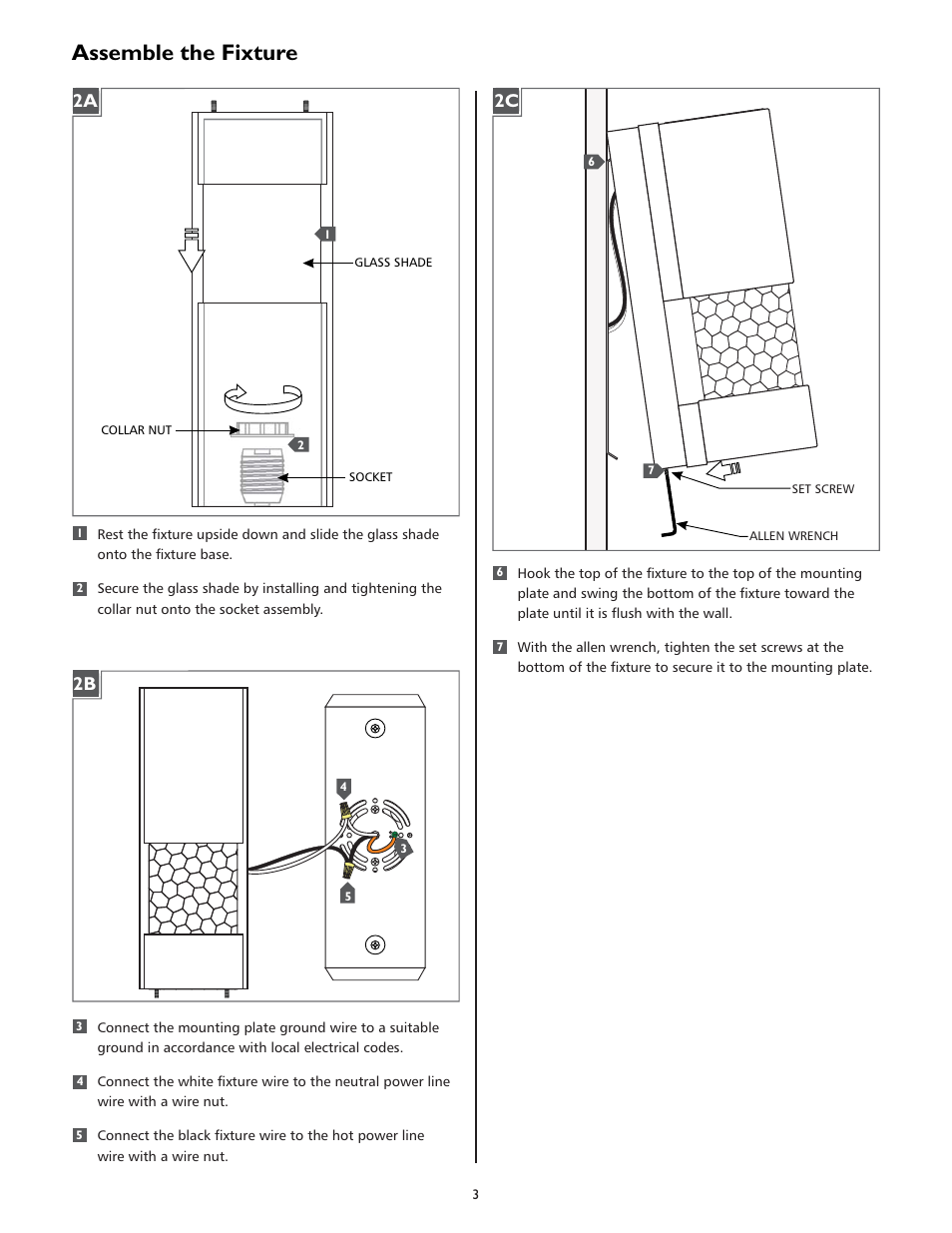 Assemble the fixture, 2b 2c | LBL Lighting Moon Dance 18 User Manual | Page 3 / 4