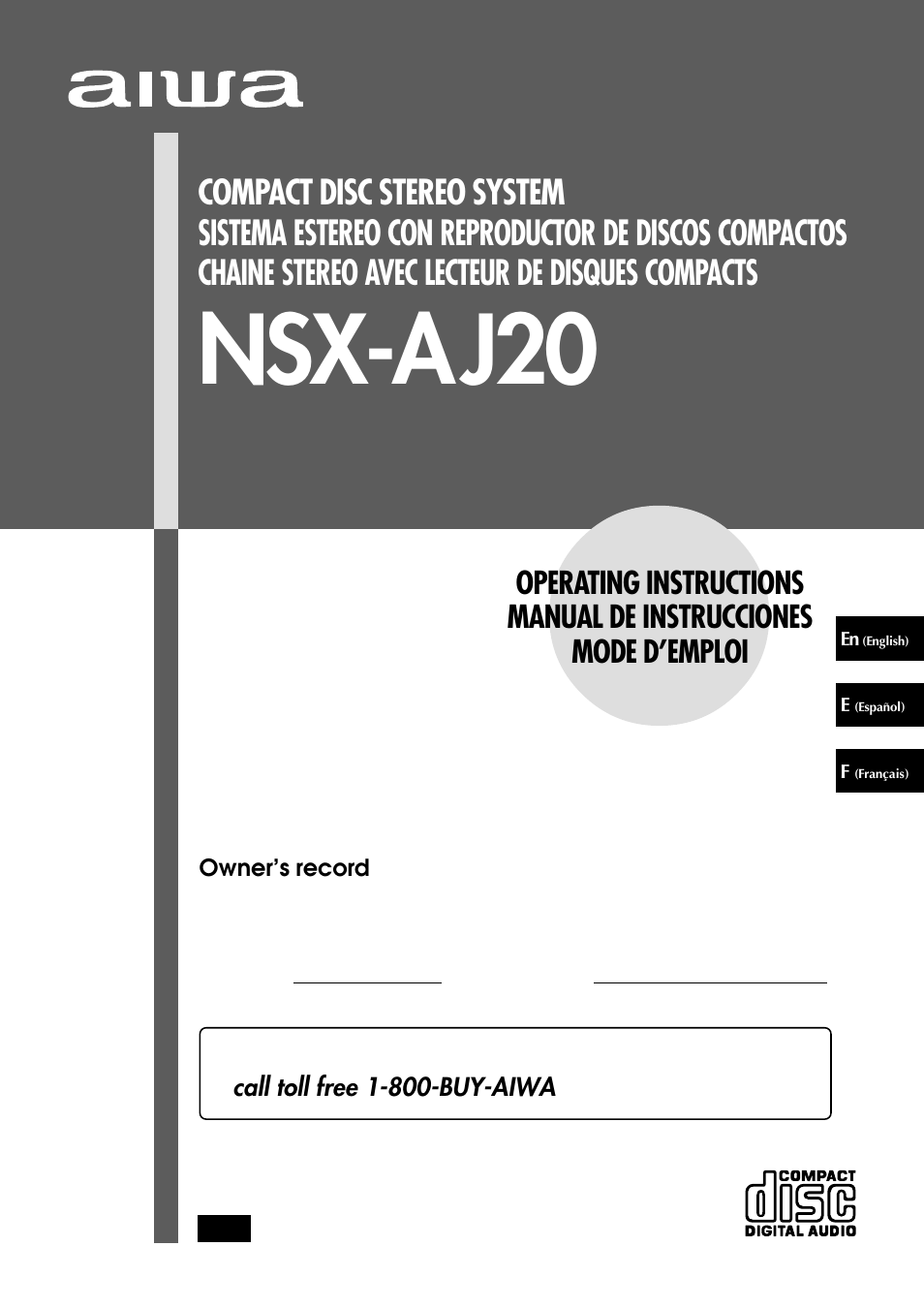 Aiwa NSX-AJ20 User Manual | 62 pages