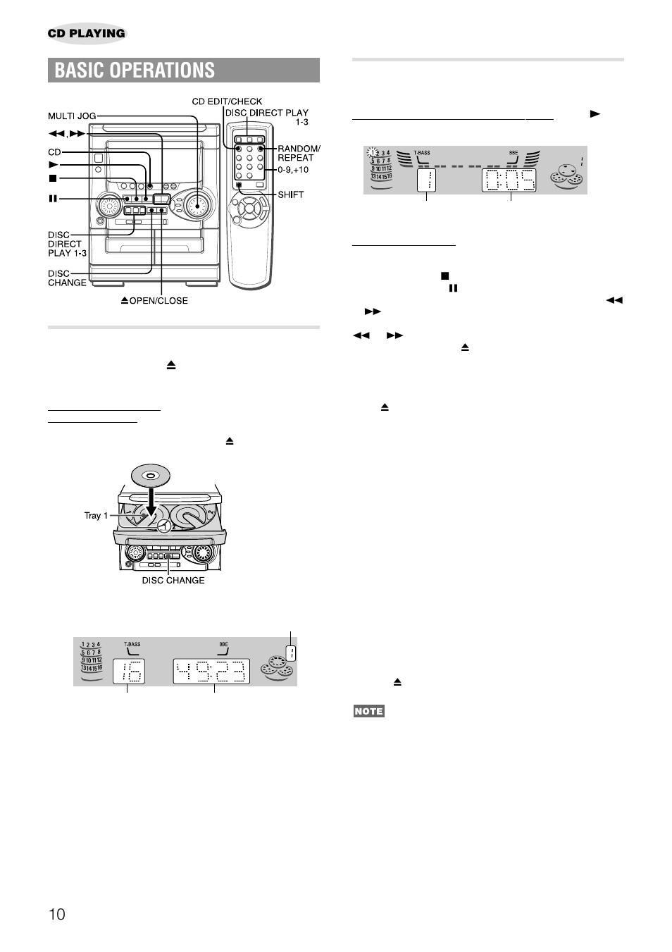 Basic operations, Loading discs, Playing discs | Aiwa NSX-AJ20 User Manual | Page 10 / 62