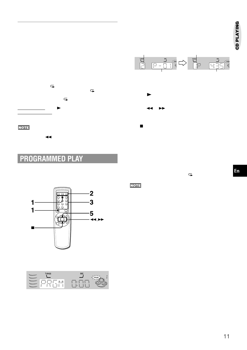 Programmed play, Random /repeat play | Aiwa NSX-AJ20 User Manual | Page 11 / 62