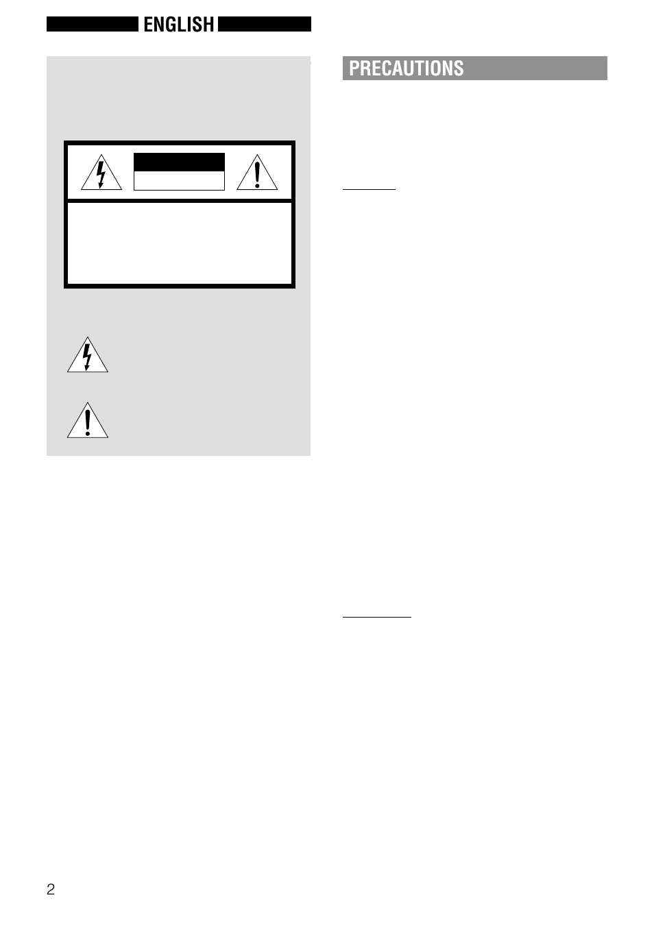 English, Precautions, Warning | Aiwa NSX-AJ20 User Manual | Page 2 / 62
