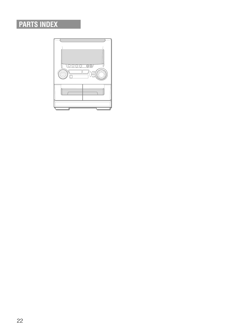 Parts index | Aiwa NSX-AJ20 User Manual | Page 22 / 62