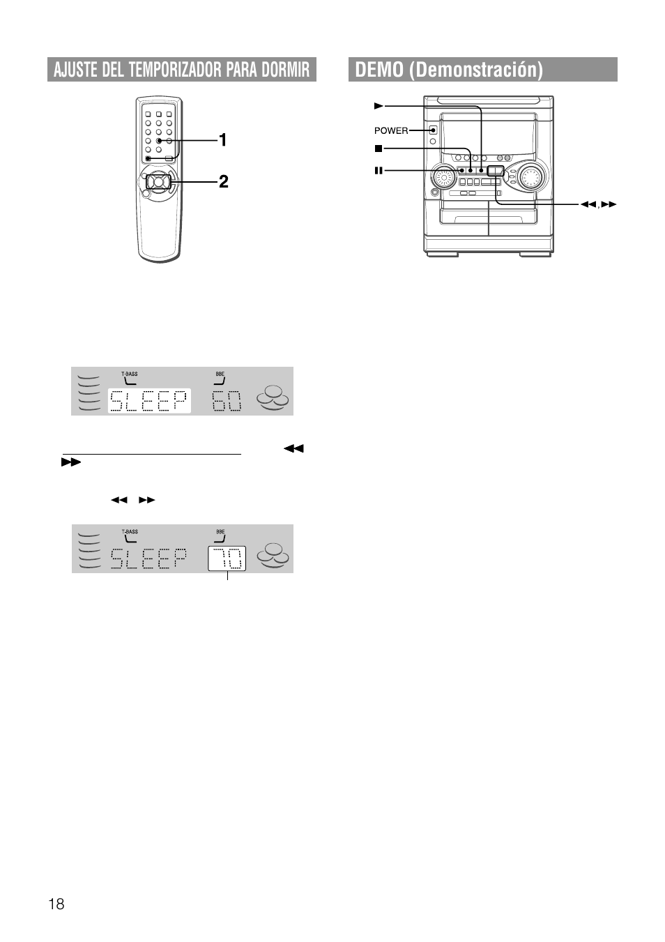 Ajuste del temporizador para dormir, Demo (demonstración) | Aiwa NSX-AJ20 User Manual | Page 39 / 62