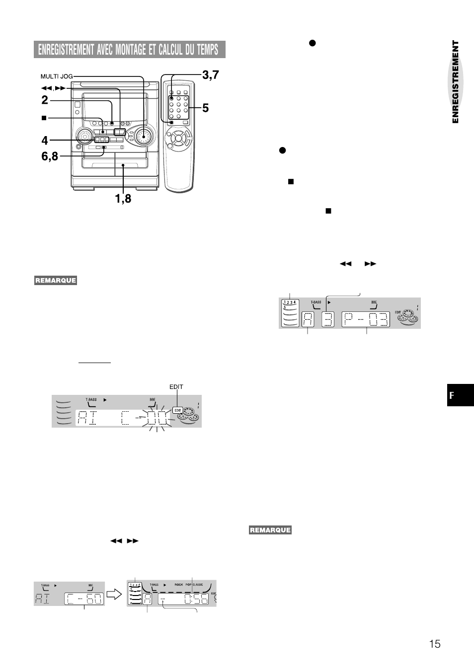 Enregistrement avec montage et calcul du temps | Aiwa NSX-AJ20 User Manual | Page 56 / 62