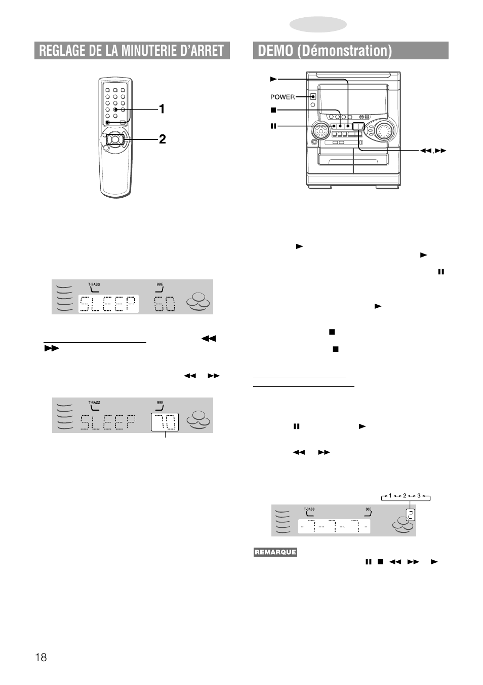 Reglage de la minuterie d’arret, Demo (démonstration) | Aiwa NSX-AJ20 User Manual | Page 59 / 62