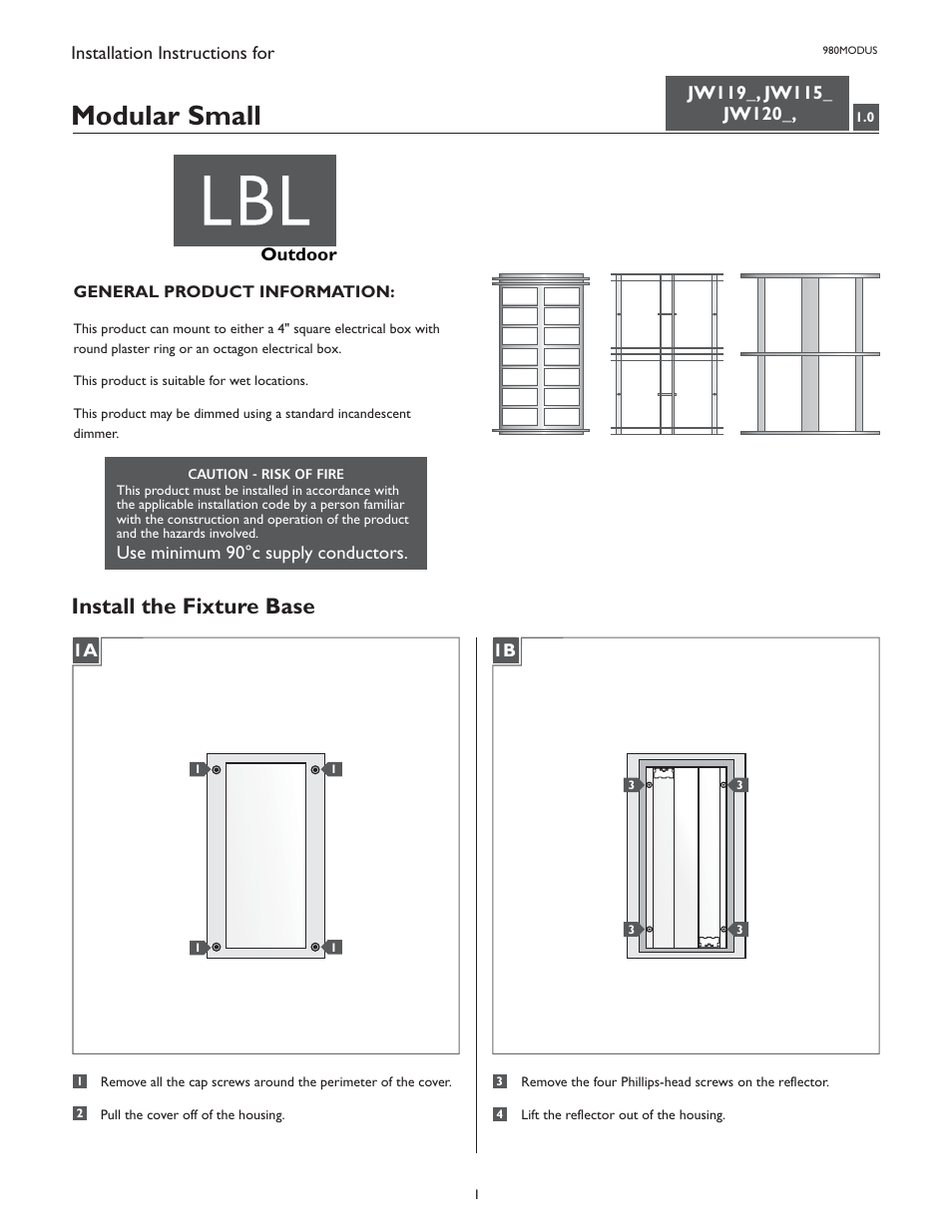 LBL Lighting Modular Industrial Small User Manual | 4 pages