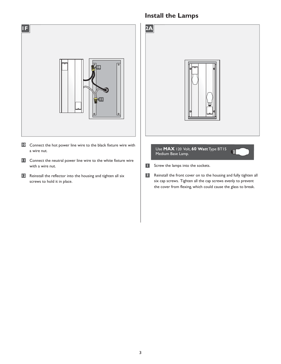 Install the lamps | LBL Lighting Modular Industrial Small CF User Manual | Page 3 / 4