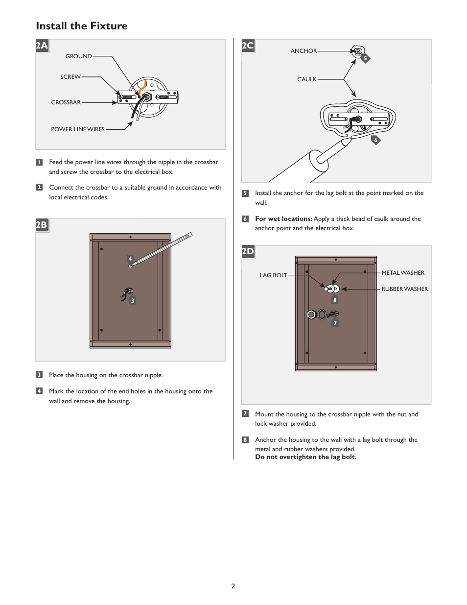 Install the fixture, 2d 2c 2b 2a | LBL Lighting Omni Small User Manual | Page 2 / 4