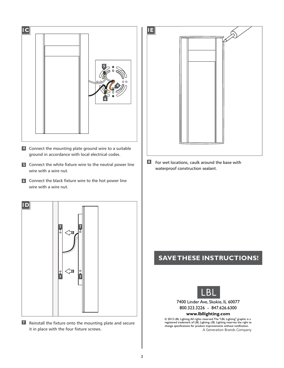 Save these instructions | LBL Lighting Tav 18 User Manual | Page 2 / 2