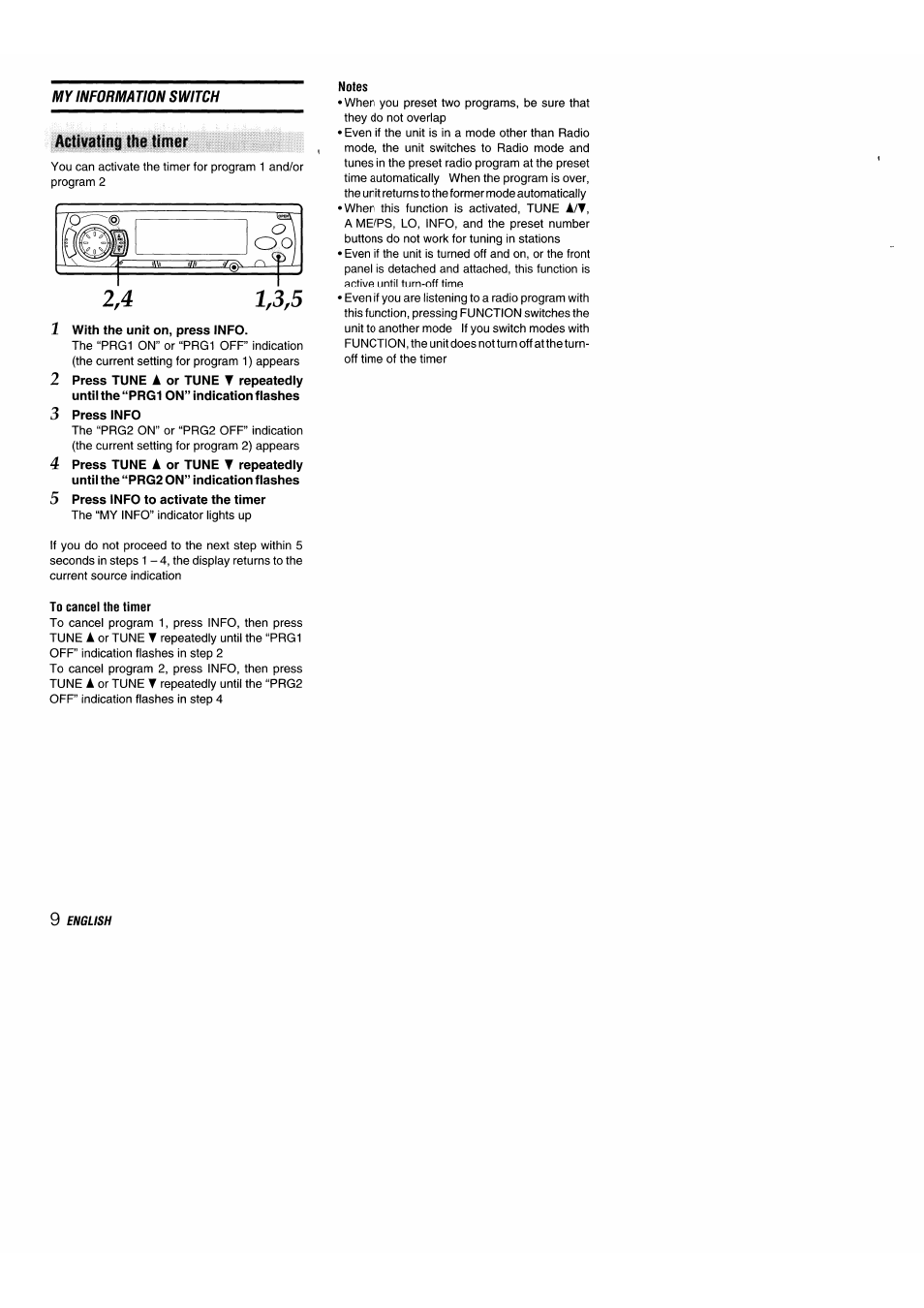 Timer activation | Aiwa 570CDCMP3 User Manual | Page 10 / 62