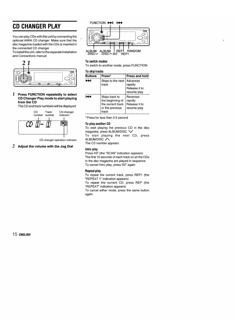 Changer play | Aiwa 570CDCMP3 User Manual | Page 16 / 62