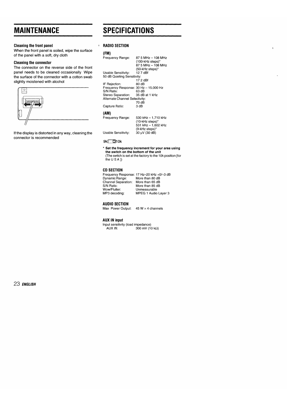 Specs | Aiwa 570CDCMP3 User Manual | Page 24 / 62