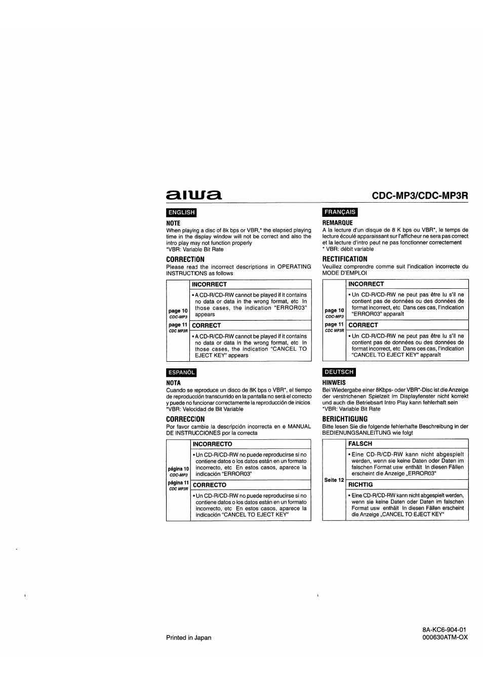 Aiwa 570CDCMP3 User Manual | Page 29 / 62