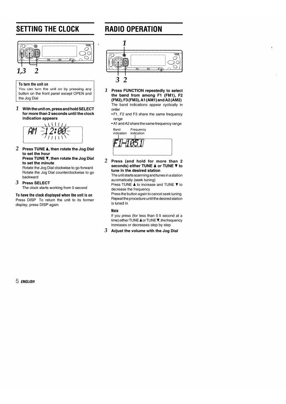 Clock set | Aiwa 570CDCMP3 User Manual | Page 6 / 62
