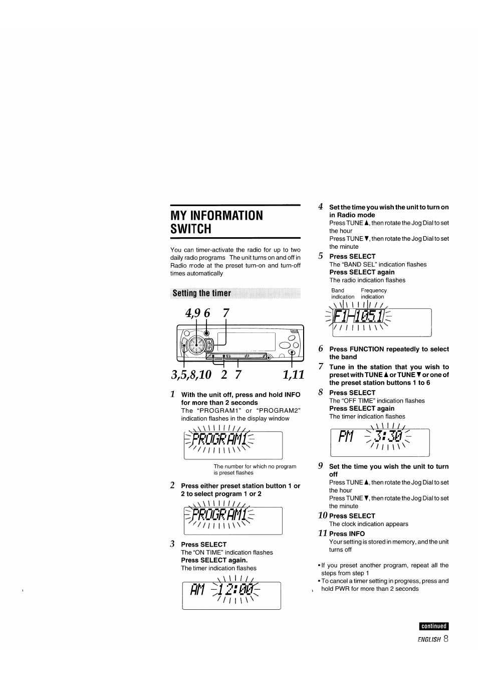 My info. switch | Aiwa 570CDCMP3 User Manual | Page 9 / 62