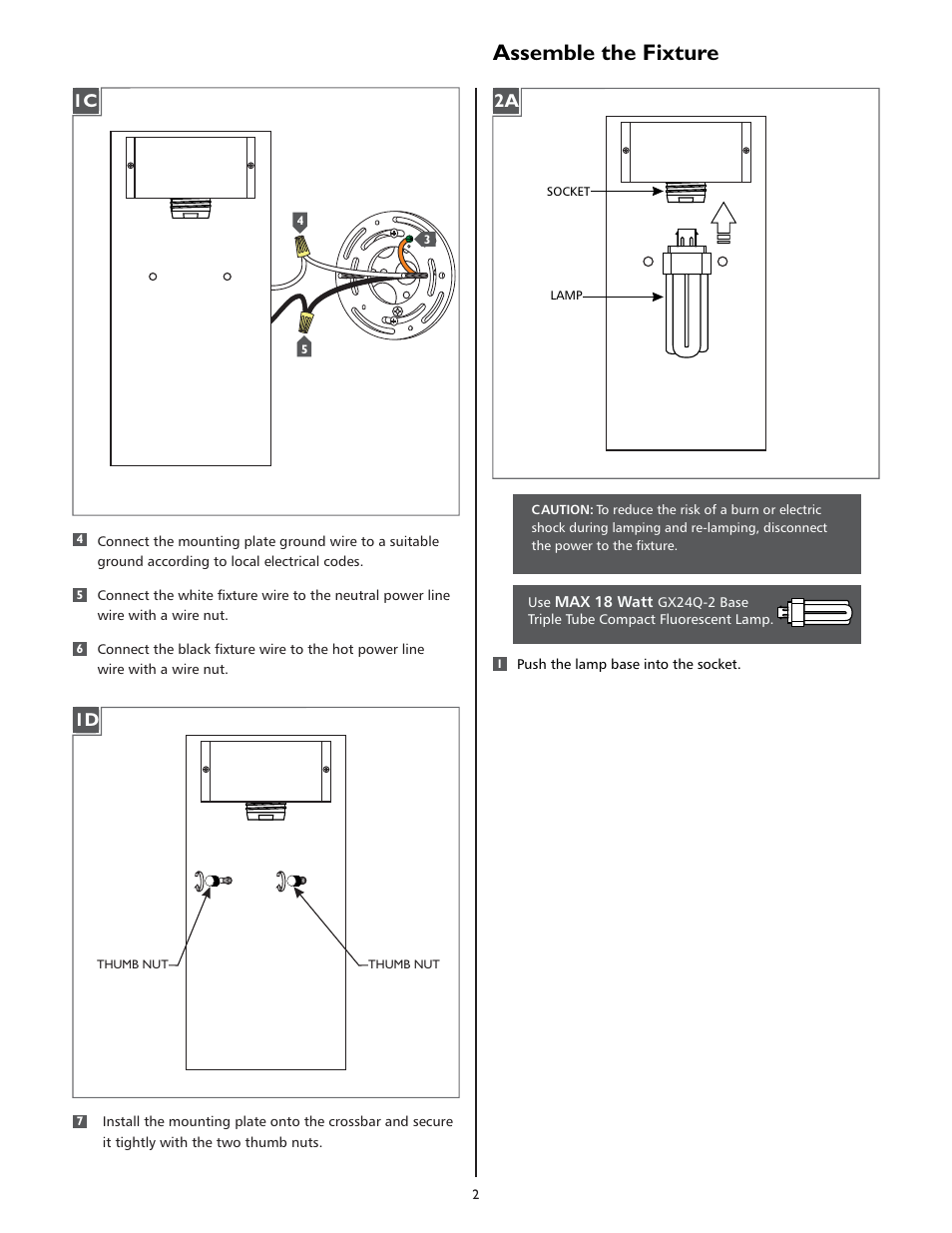 Assemble the fixture | LBL Lighting Boardwalk Small CF User Manual | Page 2 / 4