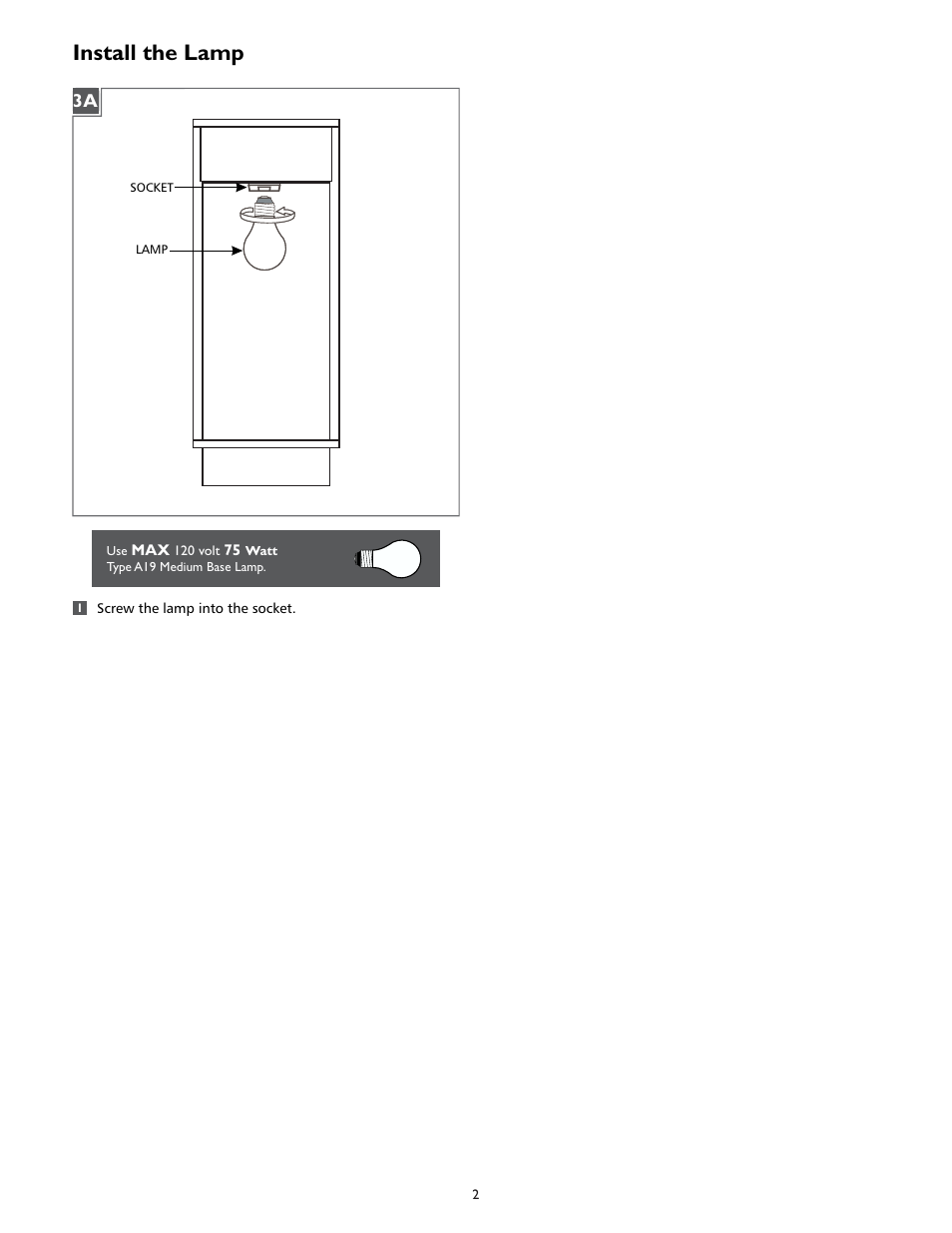 Install the lamp | LBL Lighting Palm Lane Large User Manual | Page 3 / 4