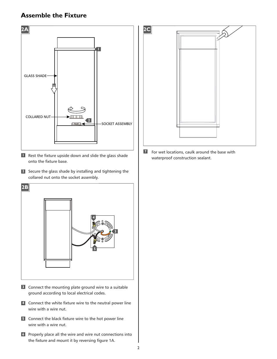 Assemble the fixture | LBL Lighting Palm Lane Large CF User Manual | Page 2 / 4