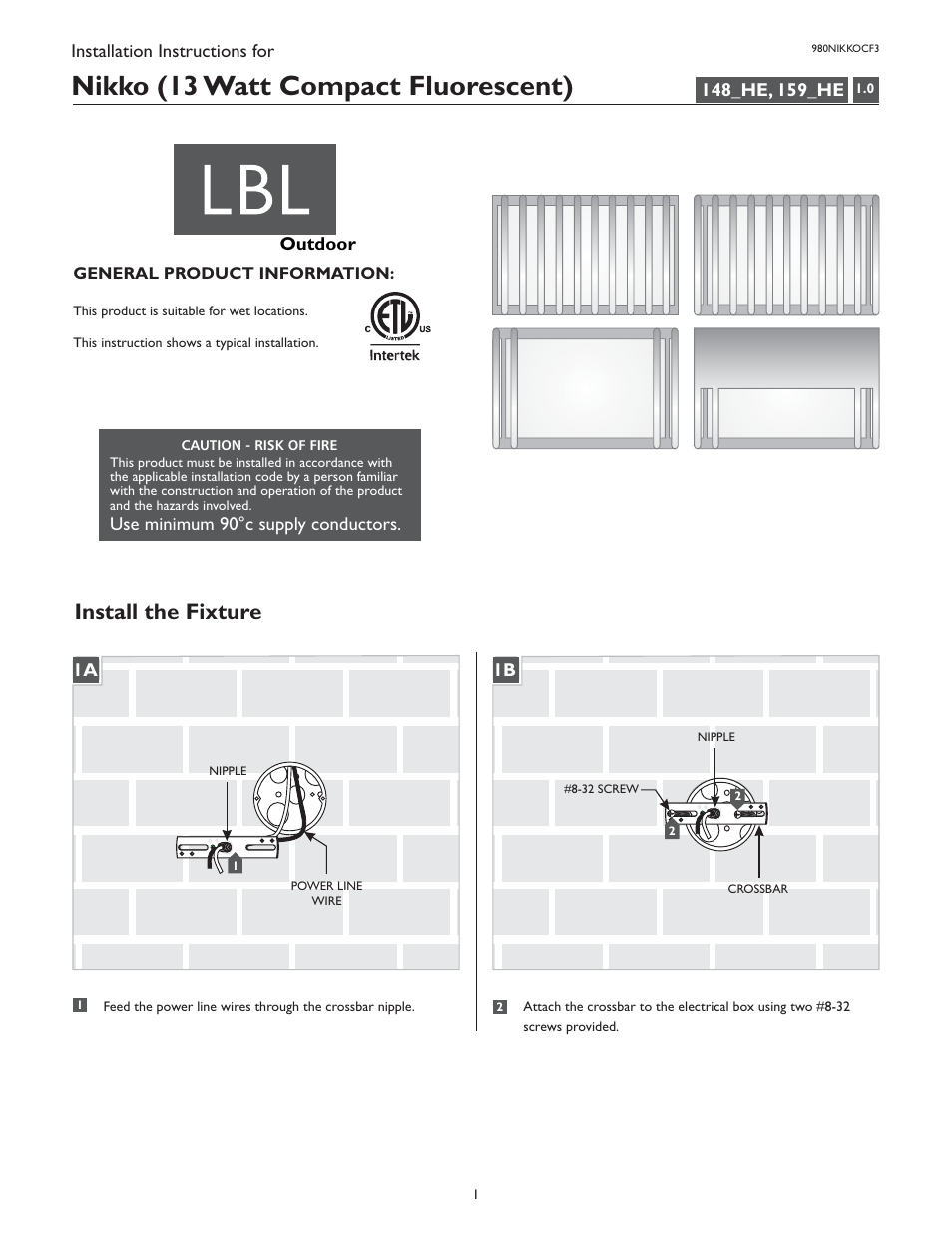 LBL Lighting Nikko CF3 User Manual | 4 pages