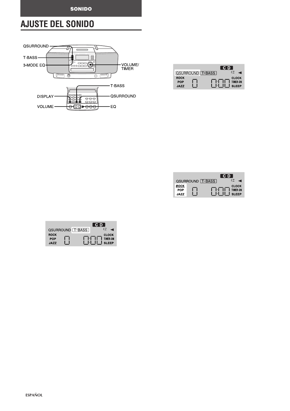 Ajuste del sonido | Aiwa CSD-EL300 User Manual | Page 20 / 44