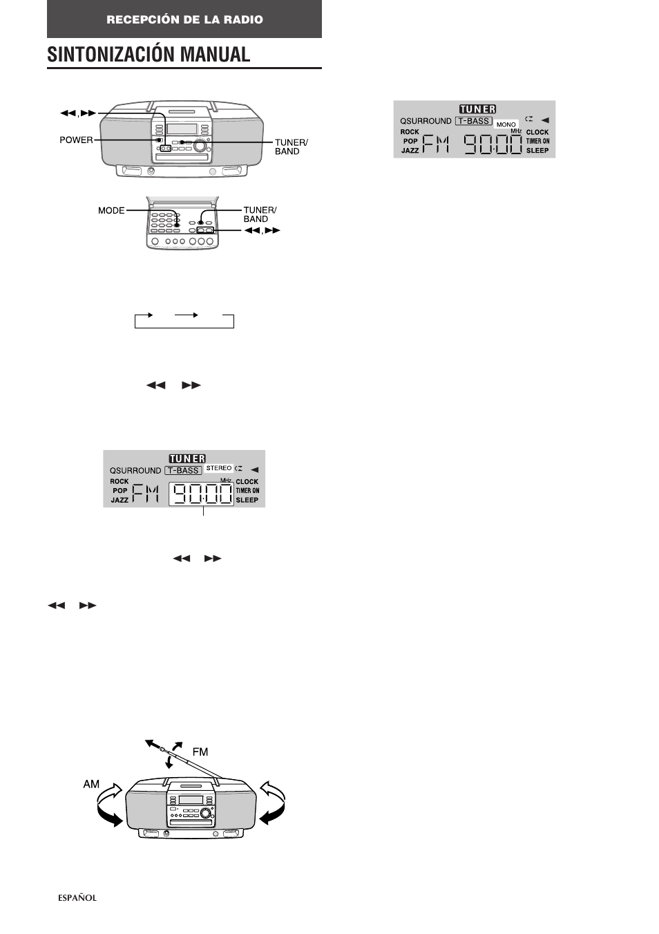 Sintonización manual | Aiwa CSD-EL300 User Manual | Page 22 / 44