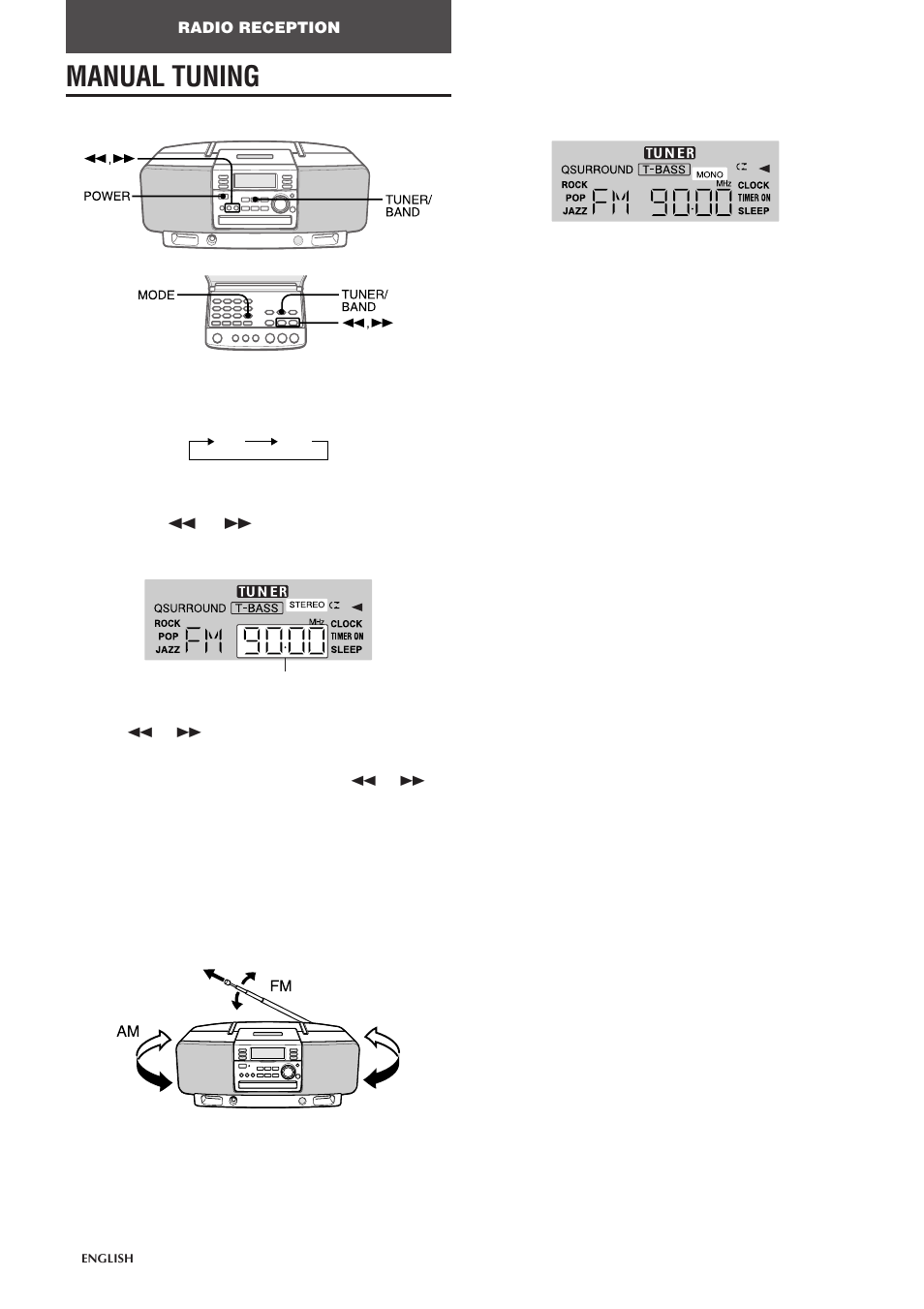 Manual tuning | Aiwa CSD-EL300 User Manual | Page 8 / 44