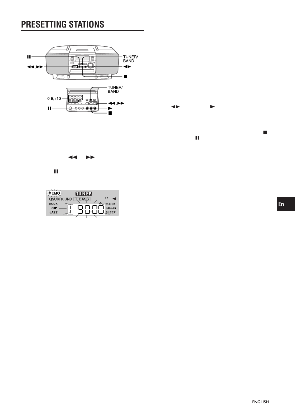 Presetting stations | Aiwa CSD-EL300 User Manual | Page 9 / 44