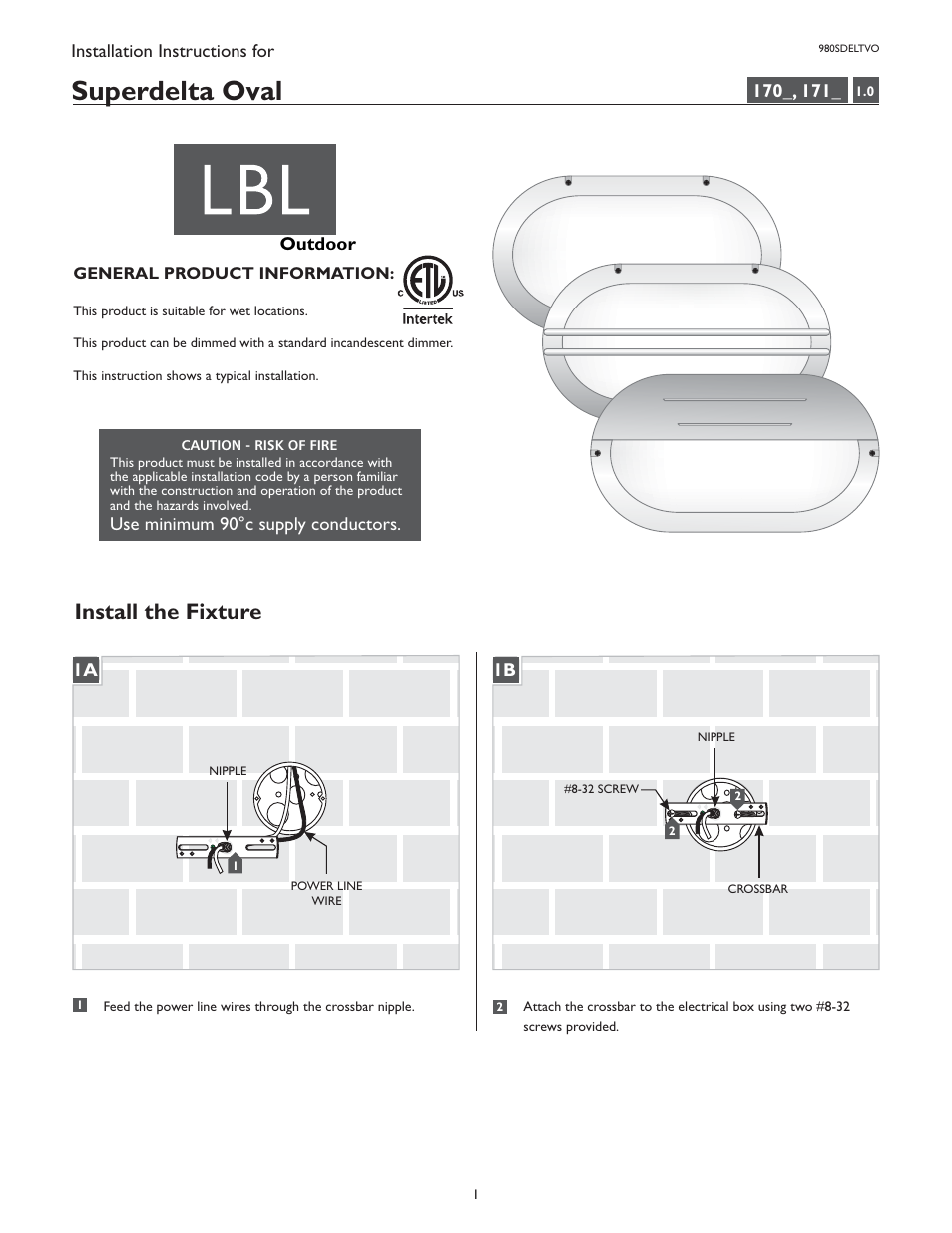 LBL Lighting Superdelta Tondo Visa User Manual | 4 pages