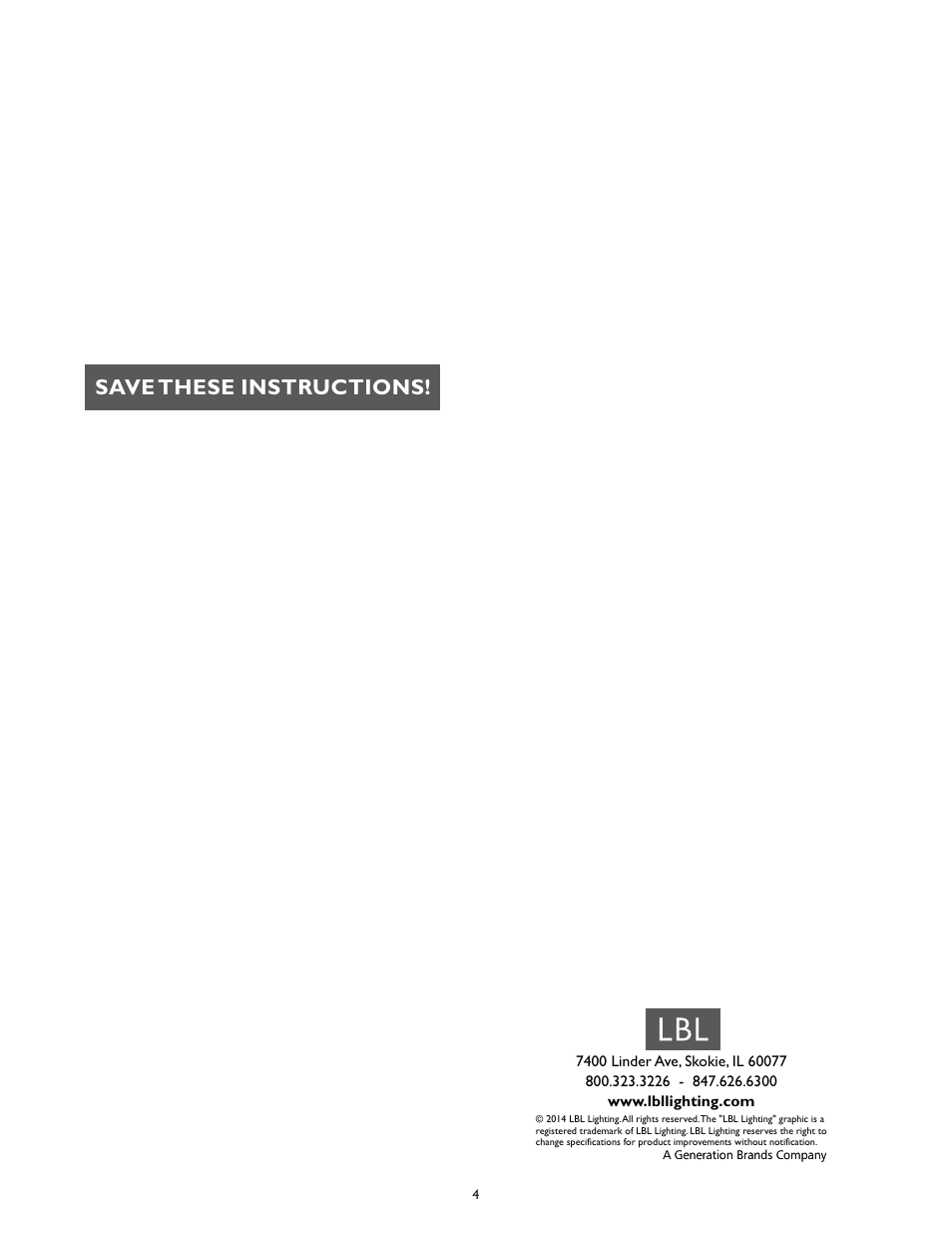 Save these instructions | LBL Lighting Superdelta Tondo CF User Manual | Page 4 / 4