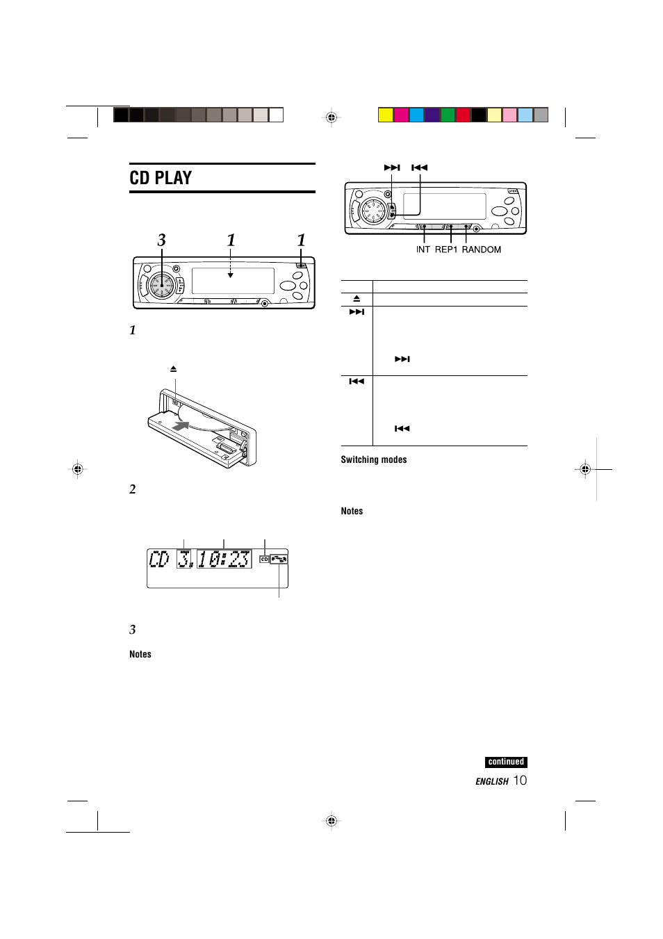 Cd play | Aiwa CDC-MP3 YU User Manual | Page 11 / 70