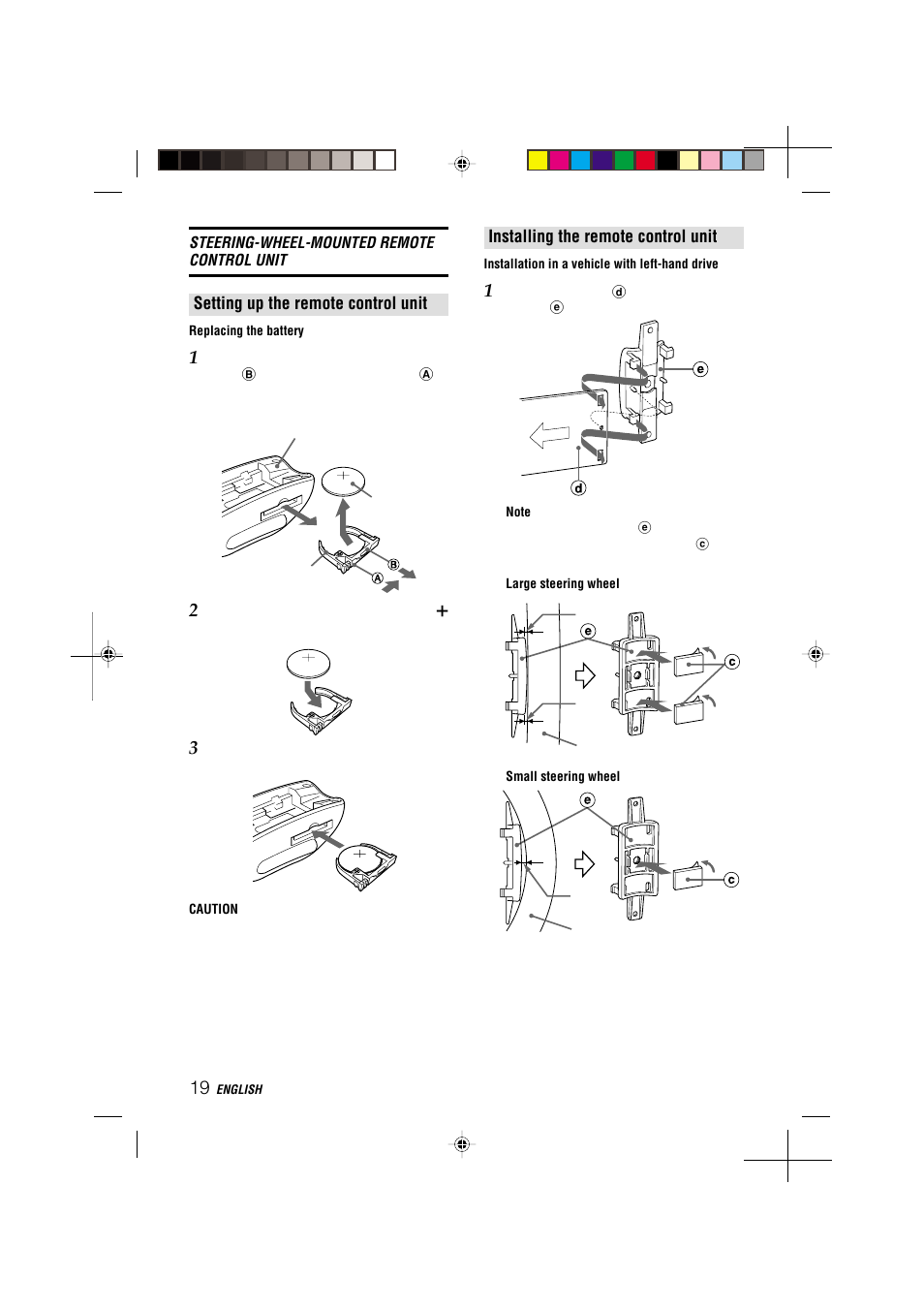 Setting up the remote control unit, Installing the remote control unit | Aiwa CDC-MP3 YU User Manual | Page 20 / 70