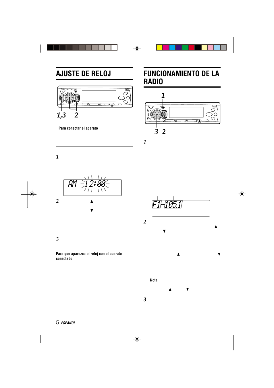 Ajuste de reloj, Funcionamiento de la radio | Aiwa CDC-MP3 YU User Manual | Page 29 / 70