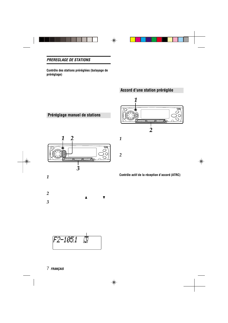 Préréglage manuel de stations, Accord d’une station préréglée | Aiwa CDC-MP3 YU User Manual | Page 54 / 70