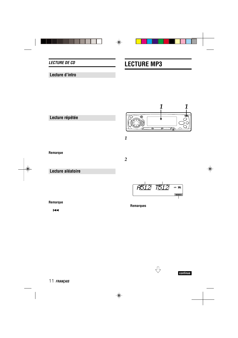 Lecture mp3, Lecture d’intro, Lecture répétée | Lecture aléatoire | Aiwa CDC-MP3 YU User Manual | Page 58 / 70