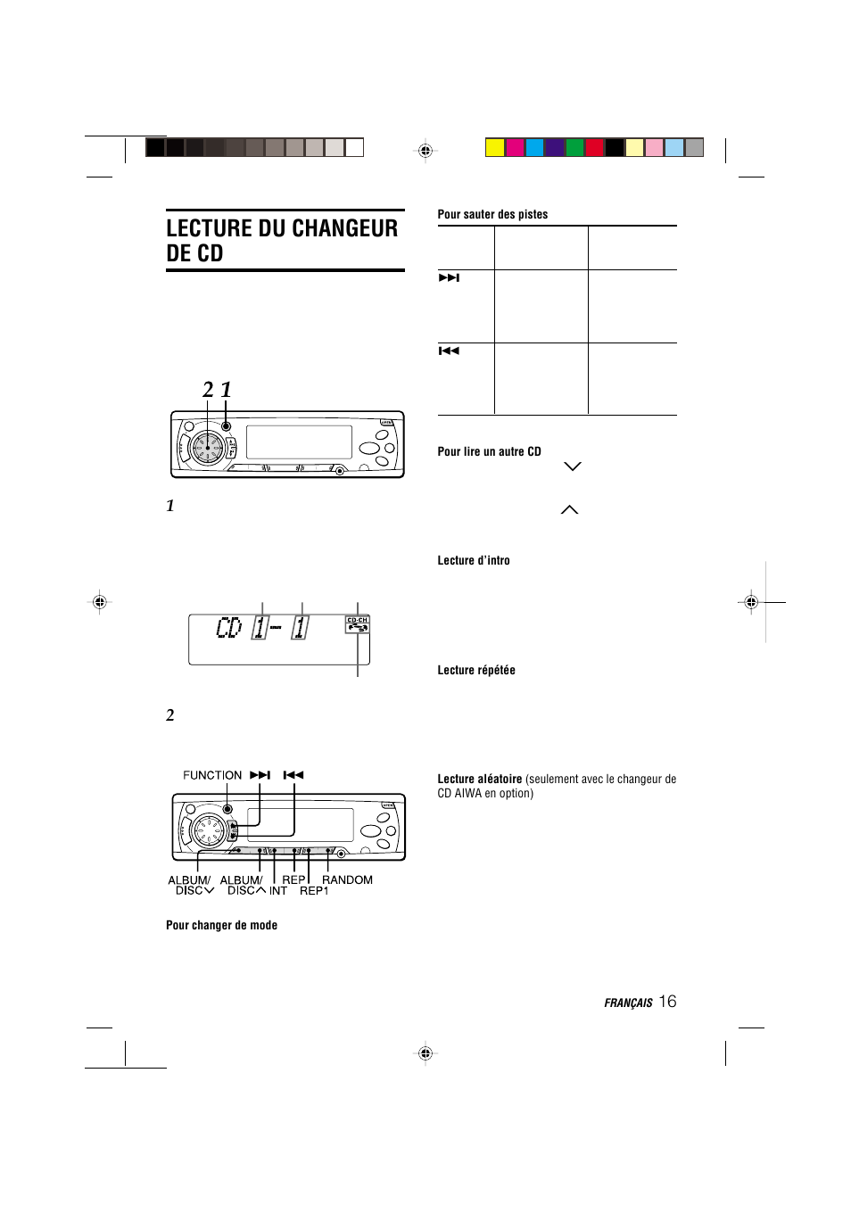 Lecture du changeur de cd | Aiwa CDC-MP3 YU User Manual | Page 63 / 70