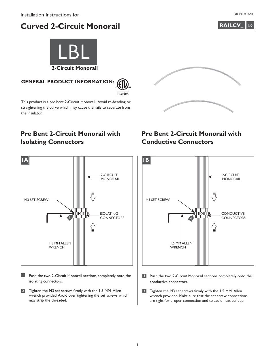 LBL Lighting 2-Circuit MO Curve User Manual | 2 pages