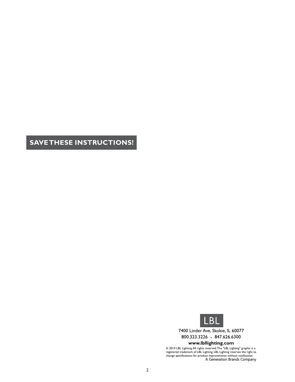 Save these instructions | LBL Lighting 2-Circuit MO Curve User Manual | Page 2 / 2