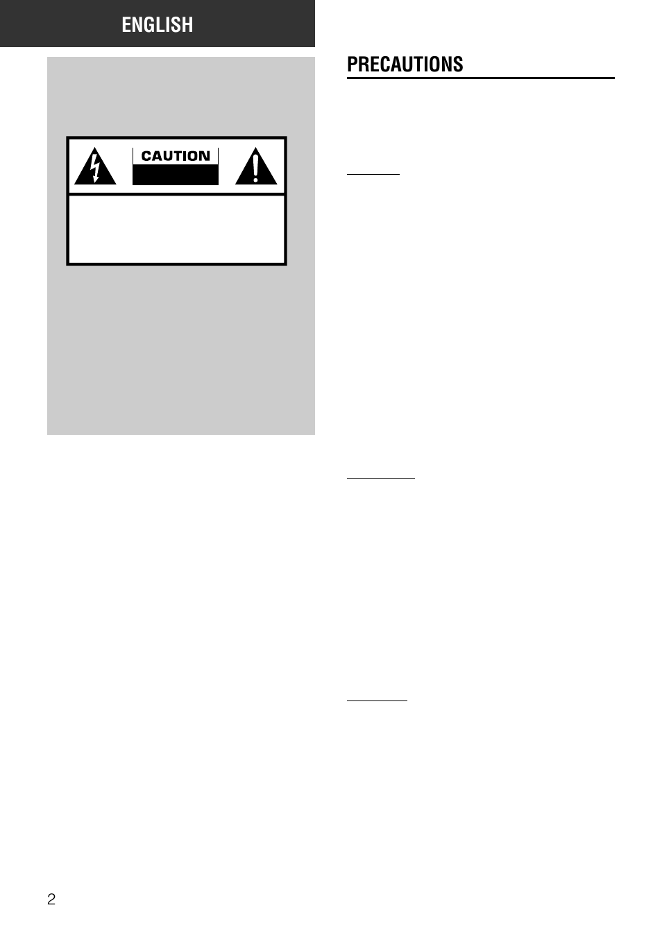 English, Precautions, Warning | Aiwa SX-AVR30 User Manual | Page 2 / 8