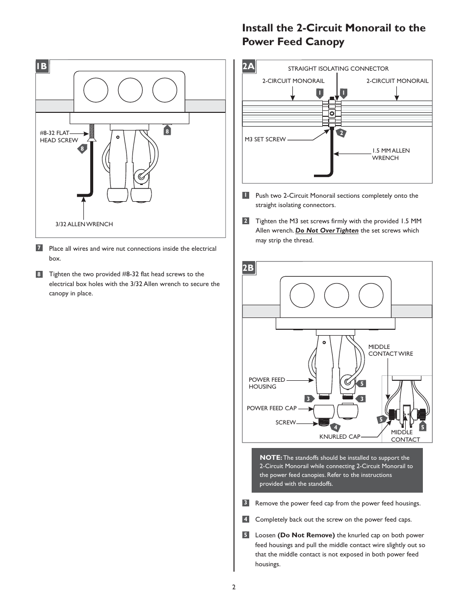 1a 2a 1a 2b | LBL Lighting 2-Circuit MO Direct Feed Canopy Dual Feed User Manual | Page 2 / 4