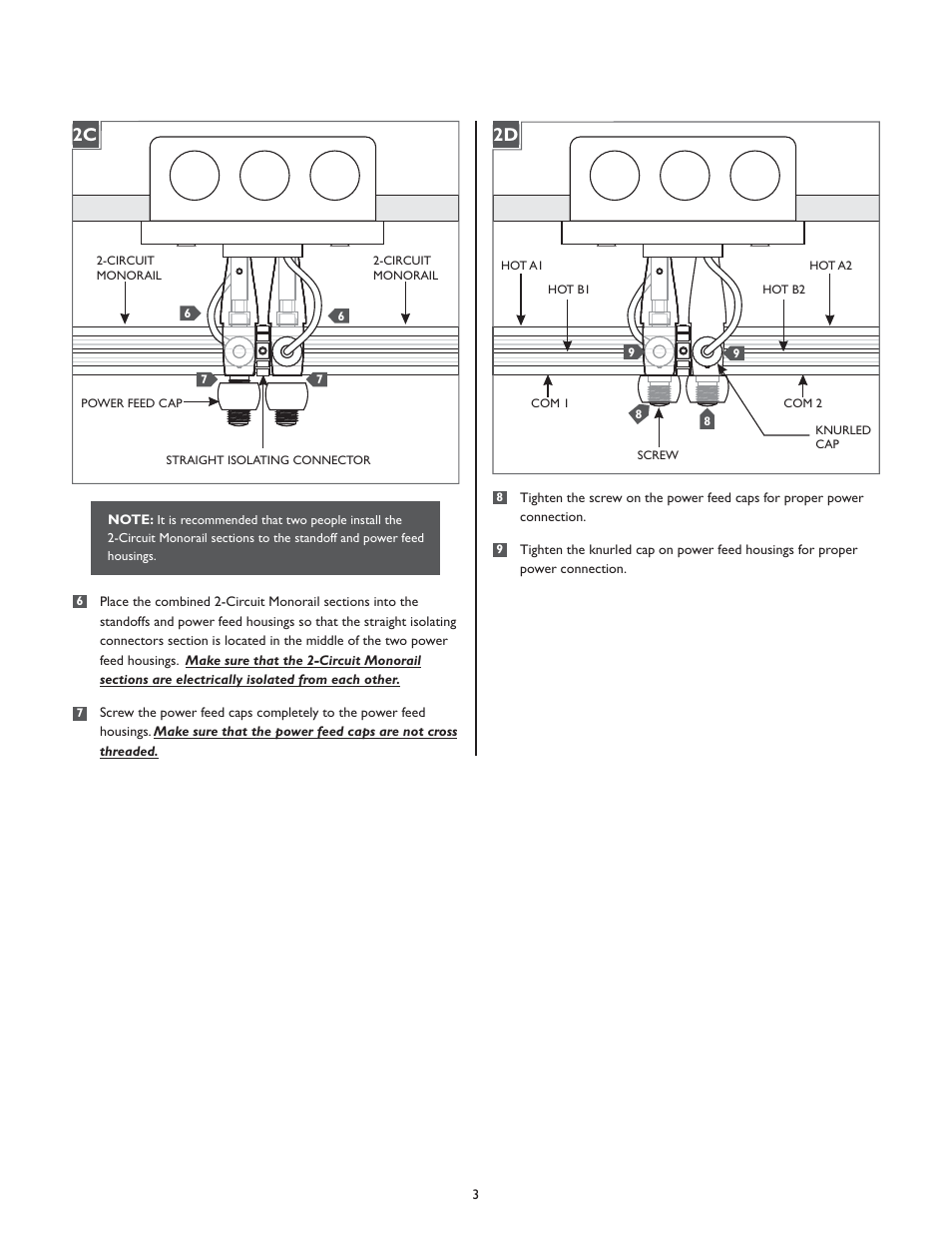 1b 2c 1a 2d | LBL Lighting 2-Circuit MO Direct Feed Canopy Dual Feed User Manual | Page 3 / 4
