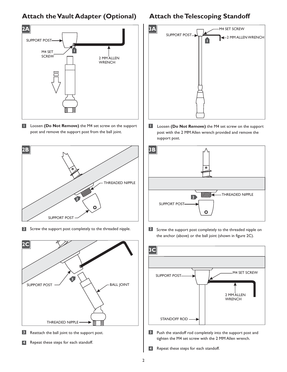 3a 1a 3c, 1a 3b | LBL Lighting 2-Circuit MO Rigid Standoff User Manual | Page 2 / 4