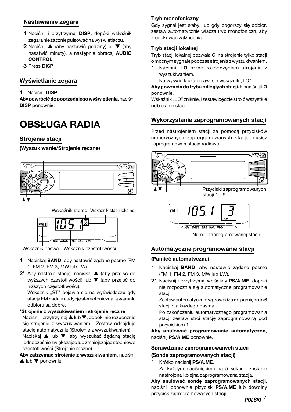 Obsługa radia | Aiwa CDC-X227 YZ User Manual | Page 53 / 74