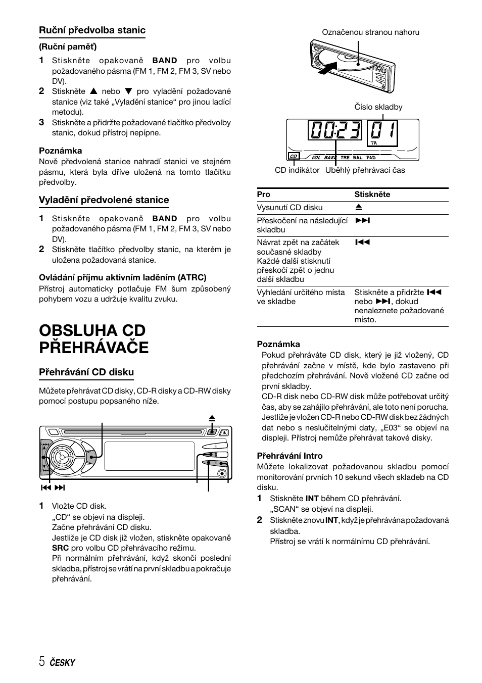 Obsluha cd přehrávače | Aiwa CDC-X227 YZ User Manual | Page 70 / 74