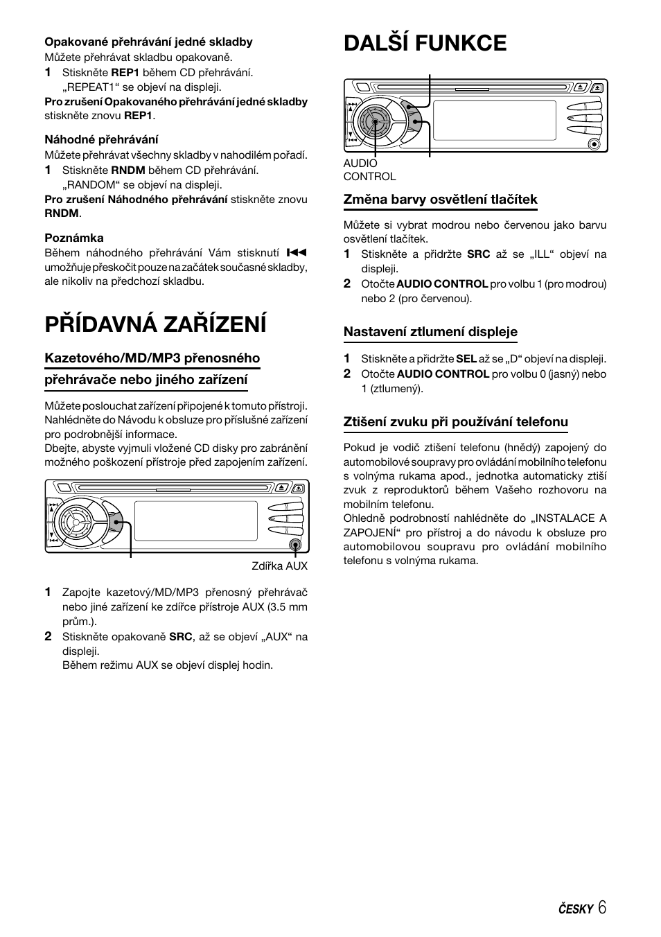 Přídavná zařízení, Další funkce | Aiwa CDC-X227 YZ User Manual | Page 71 / 74