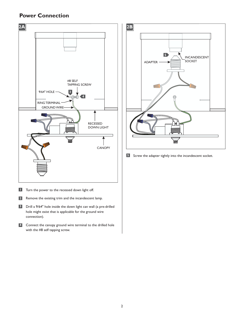 Power connection | LBL Lighting FSJ Recessed Can Adapter 6" LED User Manual | Page 2 / 4