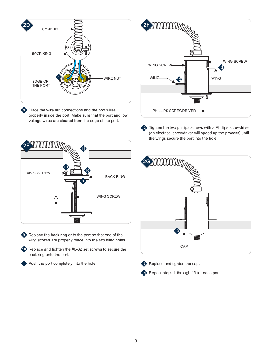 2f 2e 2g | LBL Lighting Fusion Jack 1.5" Low Profile Canopy User Manual | Page 3 / 4