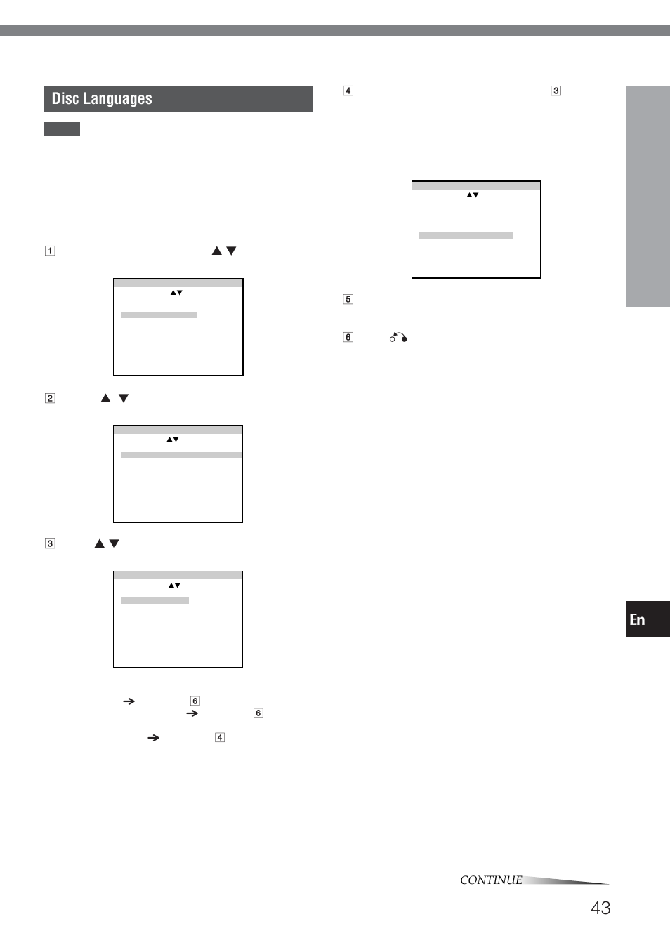 En disc languages, As necessar y, Audio language | Aiwa HT-DV1 User Manual | Page 43 / 54