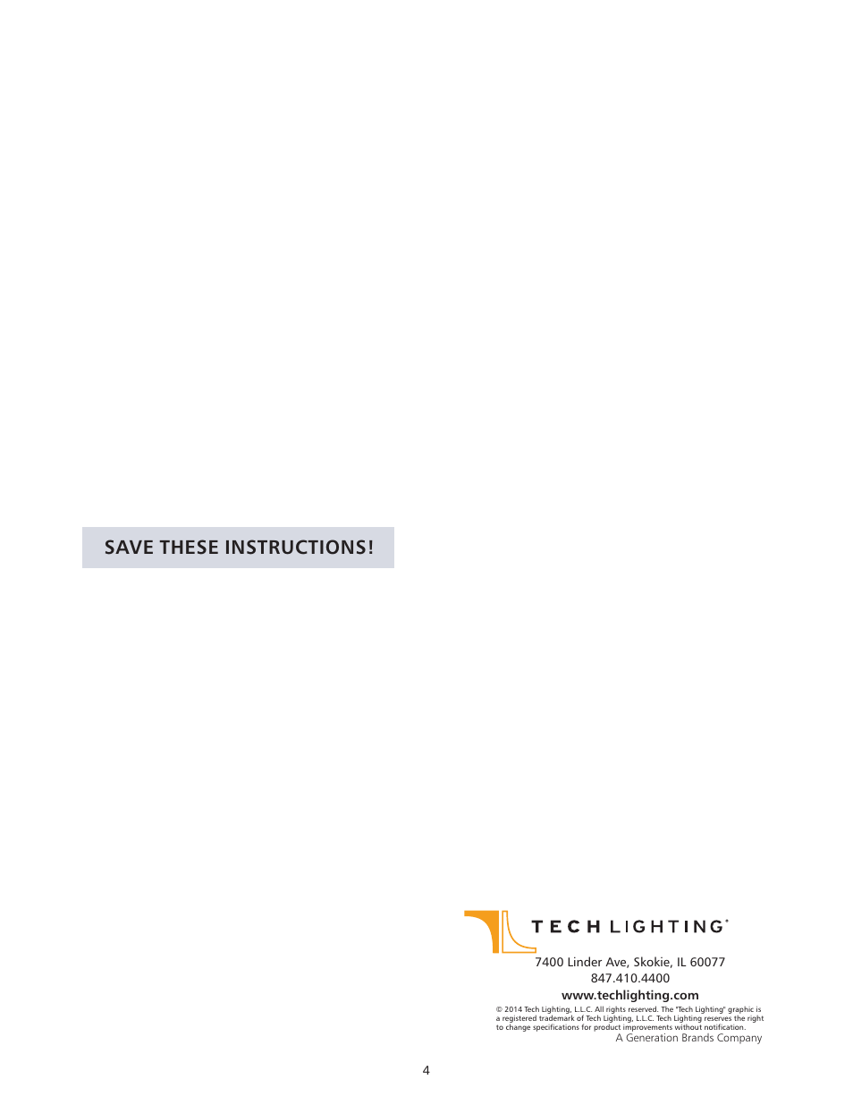 Save these instructions | LBL Lighting Fusion Jack Canopy 3 Light Rectangle Long LED User Manual | Page 4 / 4